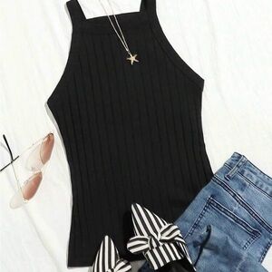 Black Ribbed Tank Top